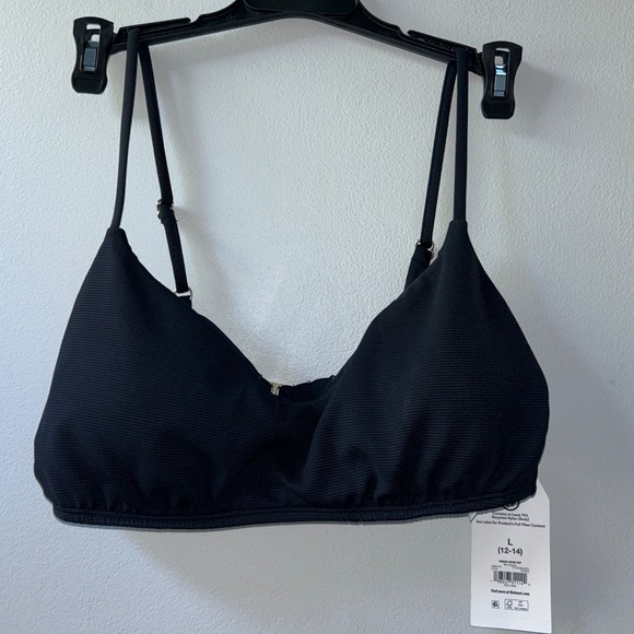Time and Tru Other - Time and Tru Womens Ribbed Triangle Bikini Top Black Size L 12-14 NWT